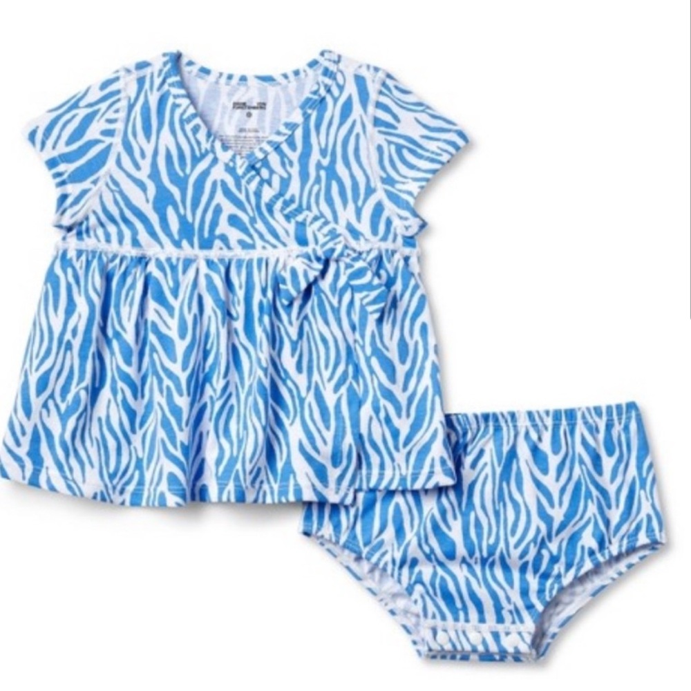 NWOT DVF for Target Baby Girl Short Sleeve Sea Twig Blue Wrap Dress 6-9 Months